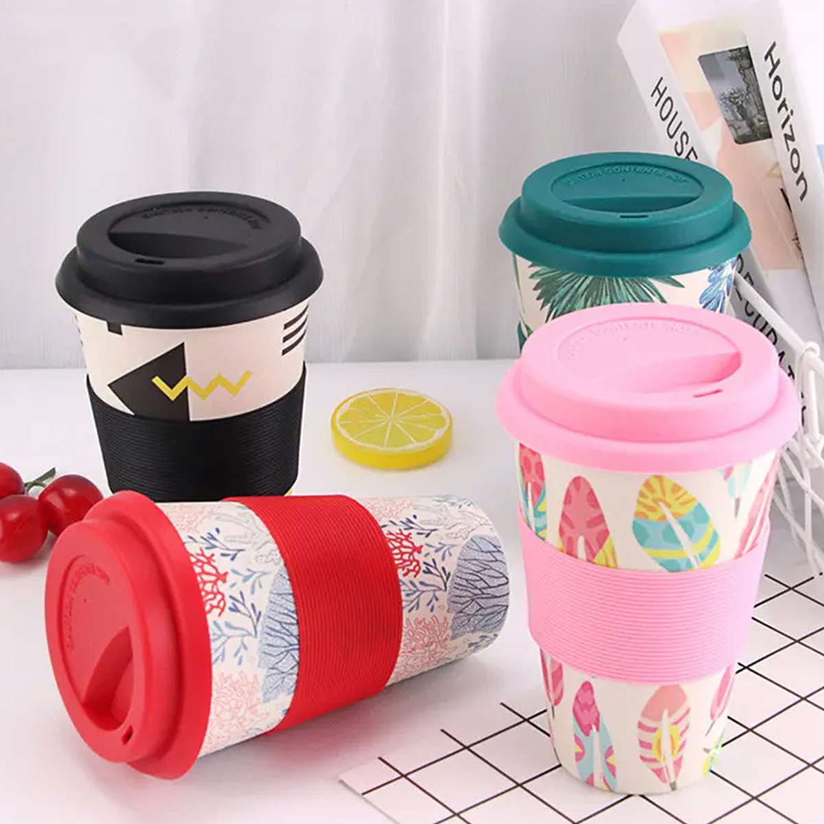 Čaša sa poklopcem 400ml bamboo MU0411-1503