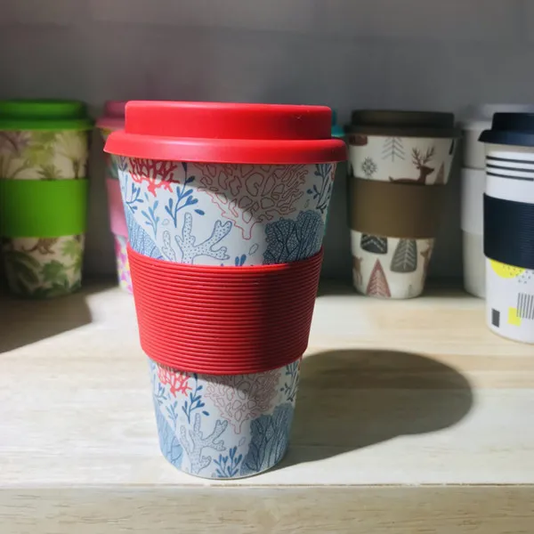 Čaša sa poklopcem 400ml bamboo MU0411-1503